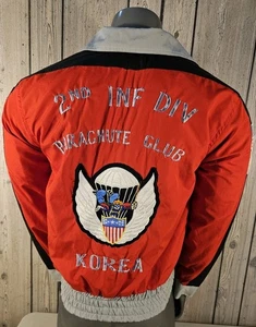 Vintage 2nd Infantry Division Parachute Club Korea Jacket Indian Head Patch XL  - Bild 1 von 15