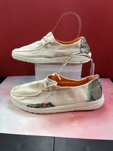 Hey Dude Wendy Snake Linen Womens Size 7 Slip On Loafers - Picture 1 of 7