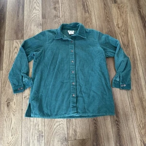 Camisa vintage Blair pana verde azulado turquesa botones - Imagen 1 de 6