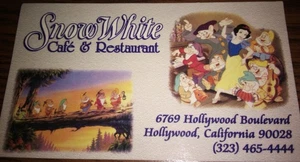 SNOW WHITE Hollywood cafe Highland DISNEY business card 1995 - Picture 1 of 5