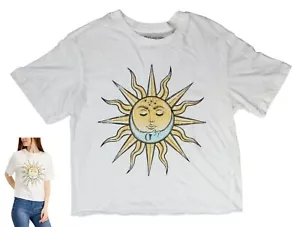 Rebellious One Sun & Moon Bohemian Short Sleeve Juniors T-Shirt NWT Marshmallow - Picture 1 of 1