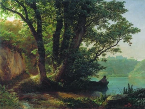 Lev Lagorio Paesaggio con Lago 1859 17"x 22" Stampa d'Archivio Arte - Foto 1 di 1