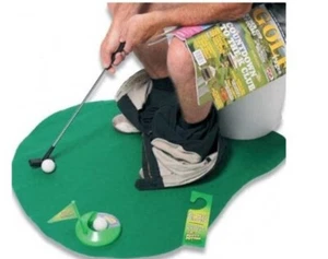 Toilet Bathroom Mini Golf Mat Potty Sitting Putter Putting Game Novelty Gift Toy - Picture 1 of 5