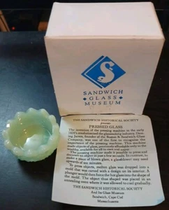 Sandwich Glass Museum Historical Society Early Glass Press Green Candle Holder  - Picture 1 of 8