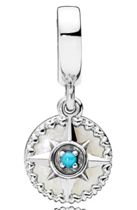 NEW Genuine Pandora Compass Rose Charm 797196EN23 Blue White CZ Silver - Picture 1 of 2