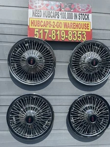 1965 Oldsmobile Starfire 14” Set Of 4 Used Spoked 2barSpinners Hubcaps F85 - Picture 1 of 15