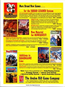 Anuncio impreso de juegos de rol de Avalon Hill 1985 efímero arte de pared decoración - Imagen 1 de 1