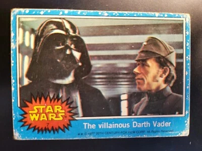 1977 Topps Series 1 Blue Villainous Darth Vader Card #7 *name On Back - Image 1 of 2
