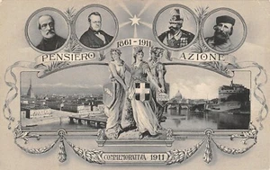 6344) PENSIERO AZIONE 1861-1911 COMMEMORATIVA 1911 MAZZINI, CAVOUR, GARIBALDI... - Picture 1 of 2