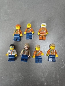 Lot of 7 City Jungle Explorer Scientist Lego Minifigures 60162 60161 - Picture 1 of 2