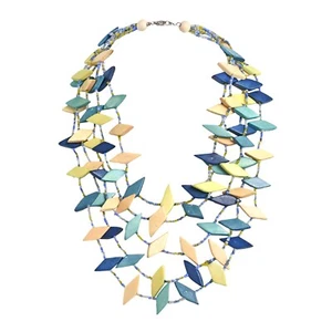 Chunky & Colorful Coco Palm Wood with Colorful Beads Multi-Strand Necklace - Picture 1 of 4