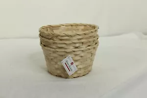 Woven Light Tan Grass Small Round Basket 3pk 8x8x6 Accent Style Easter - Picture 1 of 6