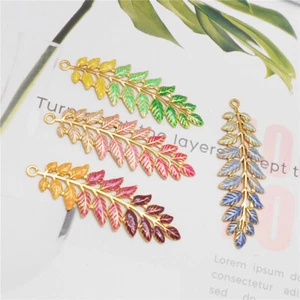 4Pcs Durable Enamel Willow Leaf Charm Stainless Steel for Pendant Jewelry Making - Picture 1 of 11