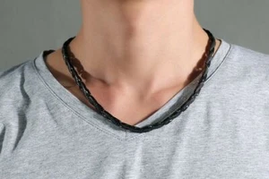 New Mens Black Titanium Germanium Energy Necklace Bio Therapy Neckache with Gift - Picture 1 of 10