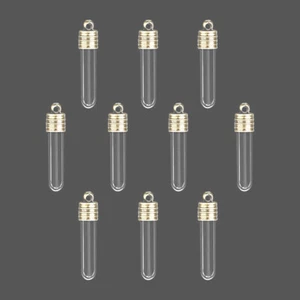 10X Clear Mini Empty Glass Bottle Wish Pendant Necklace Vials Jewelry Xmas Craft - Imagen 1 de 16