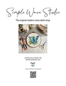 Blue Watercolor Butterfly Counted Cross Stitch Pattern - Picture 1 of 5