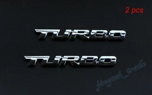 Coppia (2pz) Argento Turbo Logo 3D Metallo Auto SUV Corpo Parafango Emblema Decalcomania - Foto 1 di 7