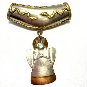 Vintage gemischter Metallschal Schieber oder Anhänger Schlangen und Engel - Bild 1 von 6