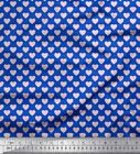 Soimoi Blue Velvet Fabric Pink Heart Print Fabric by metre 58 Inch-jZ4