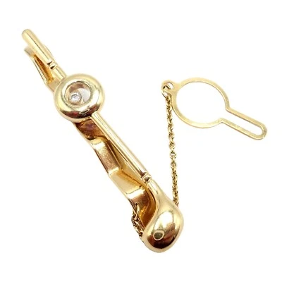 ¡Auténtico! Clip de corbata para palos de golf Chopard de oro amarillo de 18 k Happy Diamond Foto 1 de 4