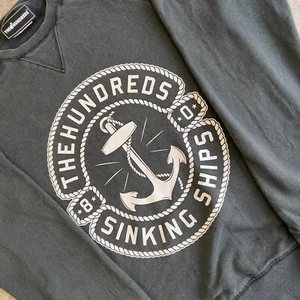 The Hundreds Sweatshirt Herren klein grau Grafik sinkende Schiffe Frottee Fleece gefüttert - Bild 1 von 9