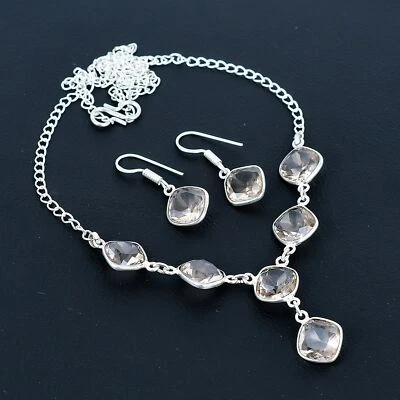 Morganite Gemstone Handmade 925 Sterling Silver Wedding Gift Jewelry Set VJ 1065 - Image 1 of 4