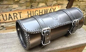 29cm LEDER Lenker Toolbag Werkzeug Roll Tasche Rolle Harley Chopper schwarz - Bild 1 von 3