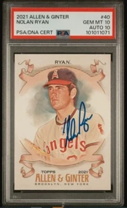 Nolan Ryan 2021 Allen & Ginter's Signed Baseball Card Certified PSA 10 DNA 10 - Picture 1 of 3