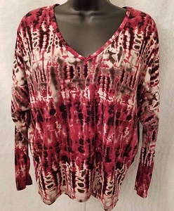 Krush Womens Shirt Top Blouse Size S Small Purplish Pink Black White Brown - Picture 1 of 3