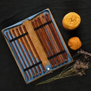 KnitPro Ginger Wood Grande Straight Single Pointed Knitting Needle Set 25cm - Picture 1 of 5