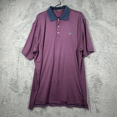 Camisa polo masculina listra azul roxa conforto verão Peter Millar GG - Imagem 1 de 4