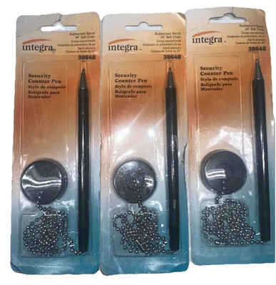 "Lote de 3 bolígrafos de contador de seguridad Integra cadena de barril de 24"" negro 38648" Foto 1 de 3