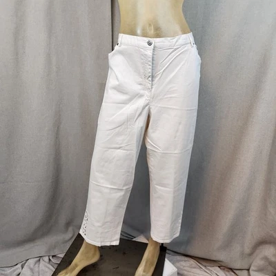 Ruby Rd Solid White Pants Slacks Jeans Stretch Size 18 XL XLARGE Lace Ankle - Image 1 of 4