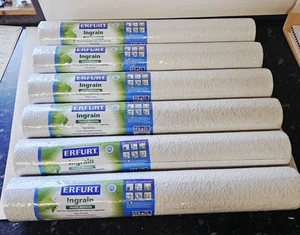 6 ROLLS OF ERFURT / ANAGLYPTA WOODCHIP WALLPAPER MEDIUM CHIP - Picture 1 of 2