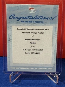 2025 Topps NOW Baseball Game - Used Base Relic - Orange /25 -Blue Jays® TN-898🔥 - Picture 1 of 2
