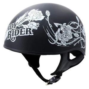 Casco de motocicleta Hot Leathers Lady Rider plano negro DOT medio HLD1021 - Imagen 1 de 10