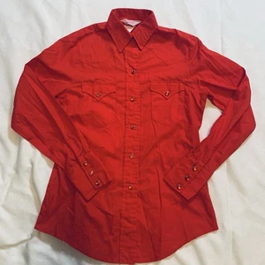 Vintage HbarC California Ranchwear Pearl Snap Shirt 6/30 Red Rockabilly Cowgirl - Picture 1 of 10