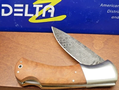 Винтажный DELTA Z сделано в Италии Drop-Point замок нож капли дождя Дамаск лезвие - Изображение 1 из 4