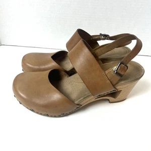 DANSKO Thea Dress Up Comfort Clog Ankle Strap 39 8.5 Brown Tan Leather Boho Chic - Picture 1 of 8