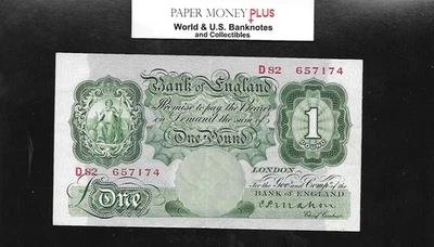 Rare England 1 Pound  1928  1st Sign - Mahon  P-363a - Image 1 of 2