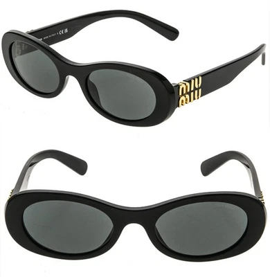 Gafas de sol virales MIU MIU MU06ZS LOGO GLIPMSE 06Z negras con logotipo ovaladas de lujo de moda Foto 1 de 4