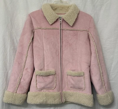 Girls Cherokee Pink Faux Suede & Sherpa Jacket Coat - Size XL  (14-16) EXC COND - Image 1 of 4