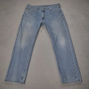 Levis 505 Jeans Men 36x32 Fits 34x30 Blue Denim Straight Med Wash Y2K - Picture 1 of 17