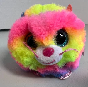 TY Puffies GIZMO Rainbow Cat 4" Stuffed Puff Ball Plush Toy New 2021 with Tags! - Picture 1 of 2
