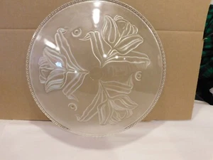 ANTIQUE FROSTED GLASS W/TULIPS CEILING LIGHT SHADE - Picture 1 of 11