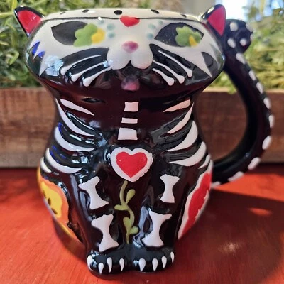 Taza de cerámica Day of the Dead calavera de azúcar 3D gato café té negro 2019 Foto 1 de 4