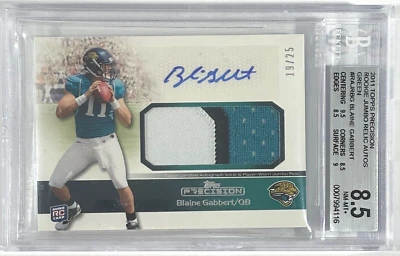 2011 Topps Precision Jumbo Relic Green Blaine Gabbert RC /25 BGS 8.5 w/10 Auto - Image 1 of 2
