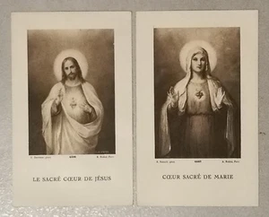 Lotto di 2 Santini Holy Cards: A. Roblot Paris Sacrè Coeur de Jèsus et de Marie - Picture 1 of 1