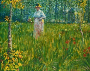 Impresión o lienzo - Una mujer caminando en el jardín (1887) - Por Vincent Van Gogh - Imagen 1 de 1