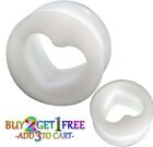 Pair 8G-50Mm Silicone Heart Tunnels Double Flare Gauges Solid Cut Out Ear 1090